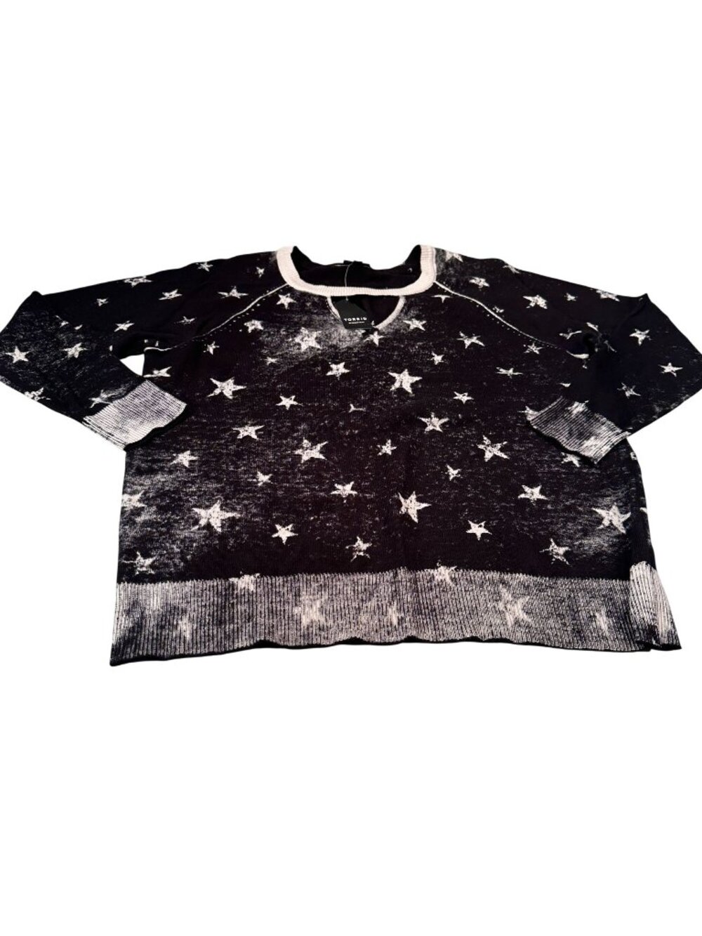 Torrid Stars Raglan Sweater Womens Pullover Long Sleeve Cotton Top Ribbed